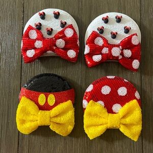 2 sets of Mickey Mouse and Minnie Mouse Ears, clip on, brand new.